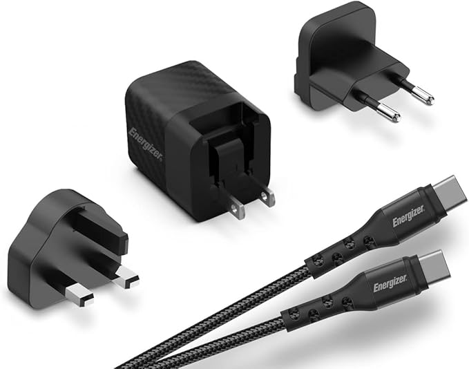 ENERGIZER WALL CHARGER 38W PD QC3.0 Multi+USB-C/C cable Black