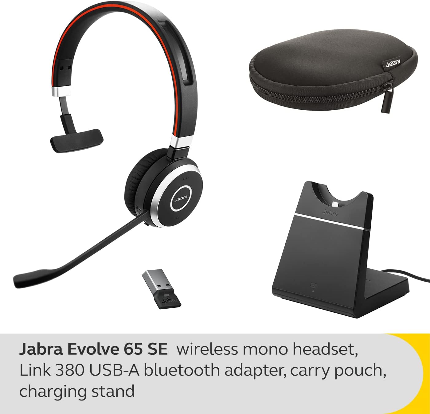 Jabra Evolve 65 SE UC Mono with Jabra LINK 390 USB-A and Charging Stand *EOL*