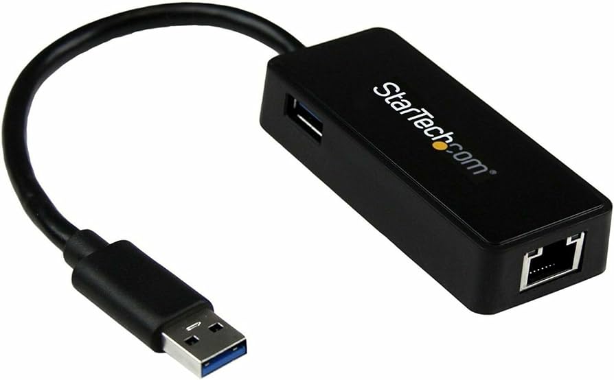 USB 3.0 to Gigabit Ethernet Adapter NIC w/ USB Port - Black
