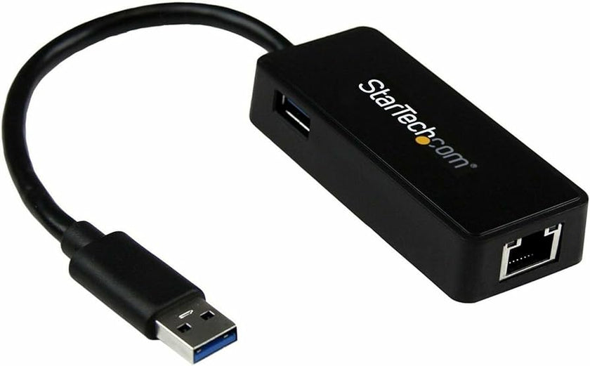 USB 3.0 to Gigabit Ethernet Adapter NIC w/ USB Port - Black