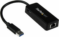 USB 3.0 to Gigabit Ethernet Adapter NIC w/ USB Port - Black