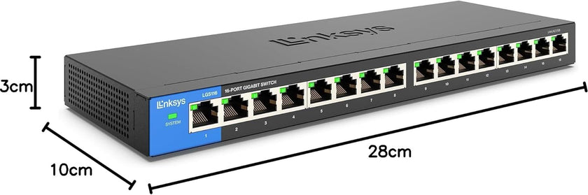 Linksys LGS116-UK network switch Unmanaged Gigabit Ethernet (10/100/1000) Black