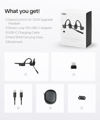 SHOKZ OpenComm2 UC Headset with Type C Charging Port & USB-C Adapter