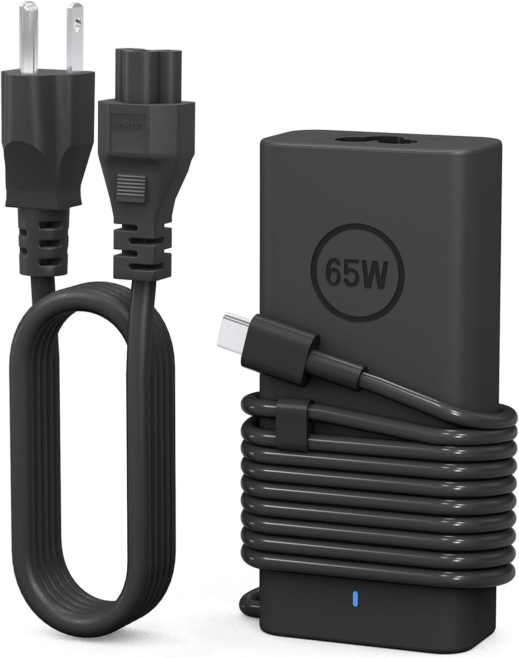 Dell AC Adapter, C6 Power Cord, 65W, 5V/9V/15V/20V, 3 Pin, Type C, PECOS, Chicony