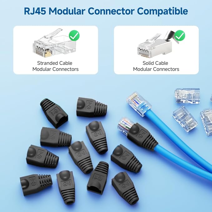 100PK RJ45 Snag Boot 8MM Bk FOR 22-2096