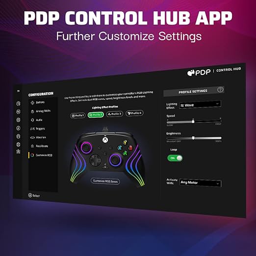 PDP AFTERGLOW WAVE BLACK XBOX CONTROLLER