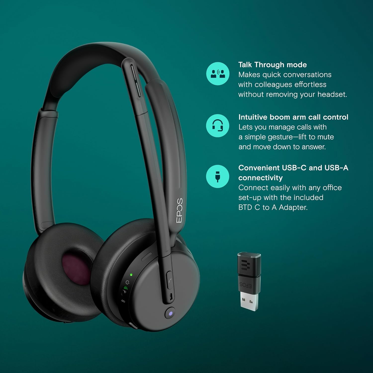 EPOS IMPACT 500 Binaural Headset MS UC ANC WL USB-C+A