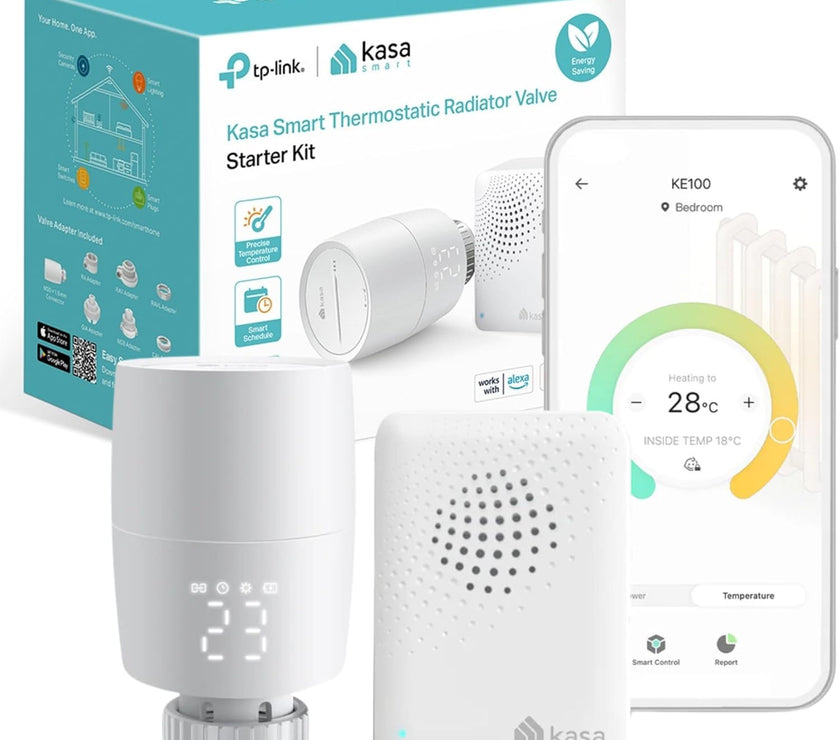 TP-Link KE100 Kasa Smart Thermostatic Radiator Valve Part number KE100 Kit & 3 KE100 Bundle