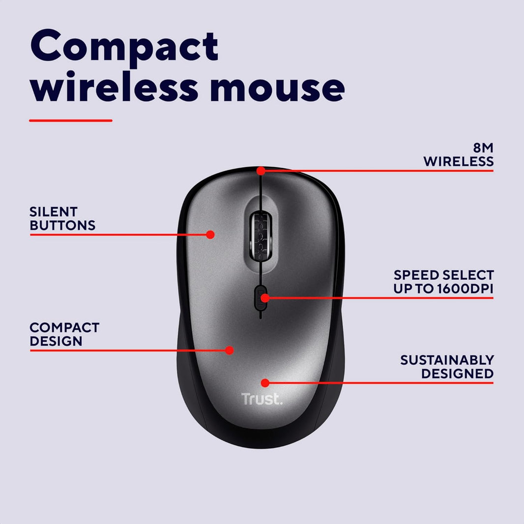 Trust YVI+ WIRELESS MOUSE ECO BLACK