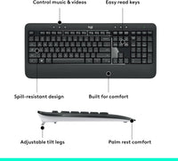 Logitech MK540 Advanced, Wireless Keyboard + Mouse, Unifying receiver, Pan Nordic