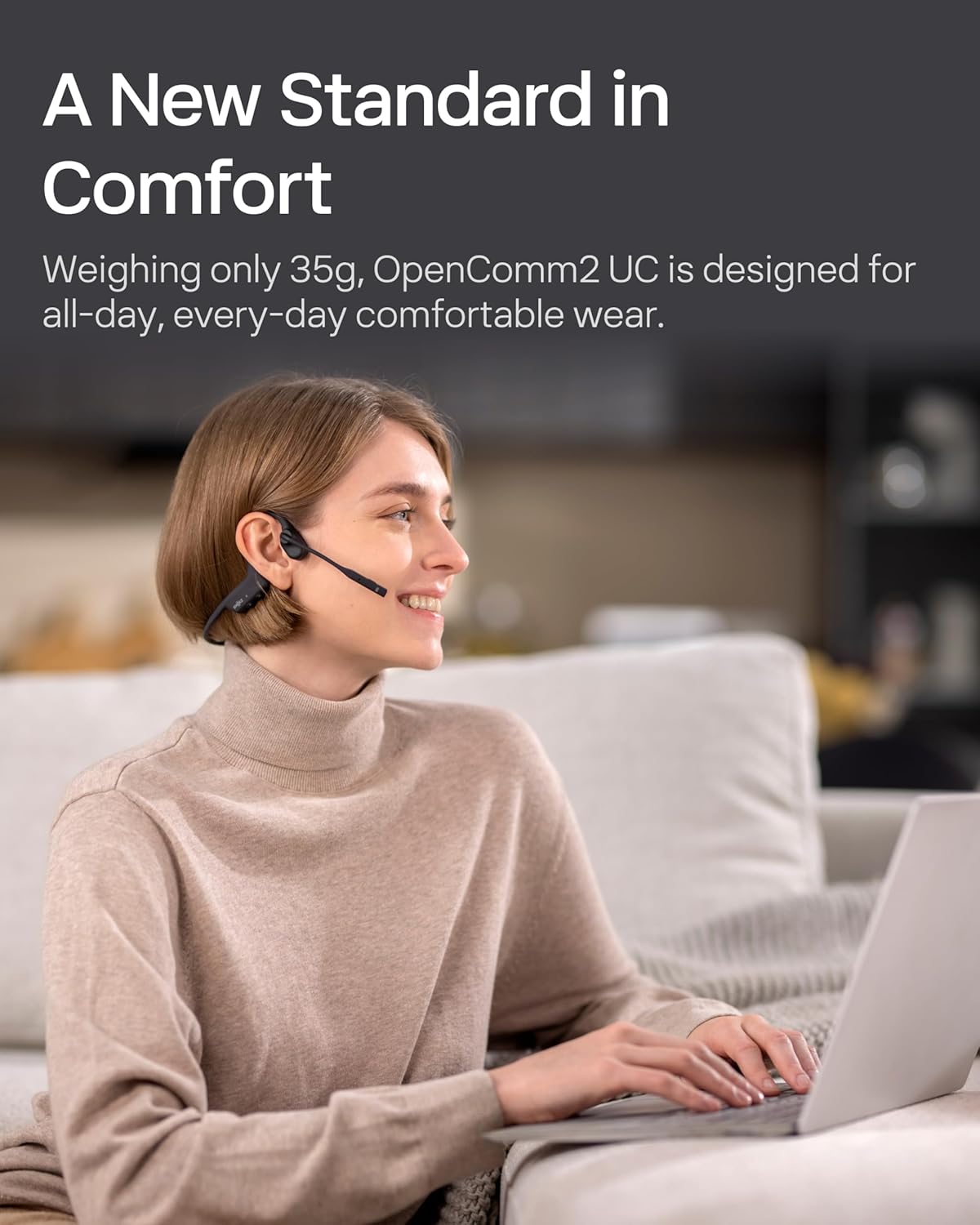 SHOKZ OpenComm2 UC Headset with Type C Charging Port & USB-C Adapter