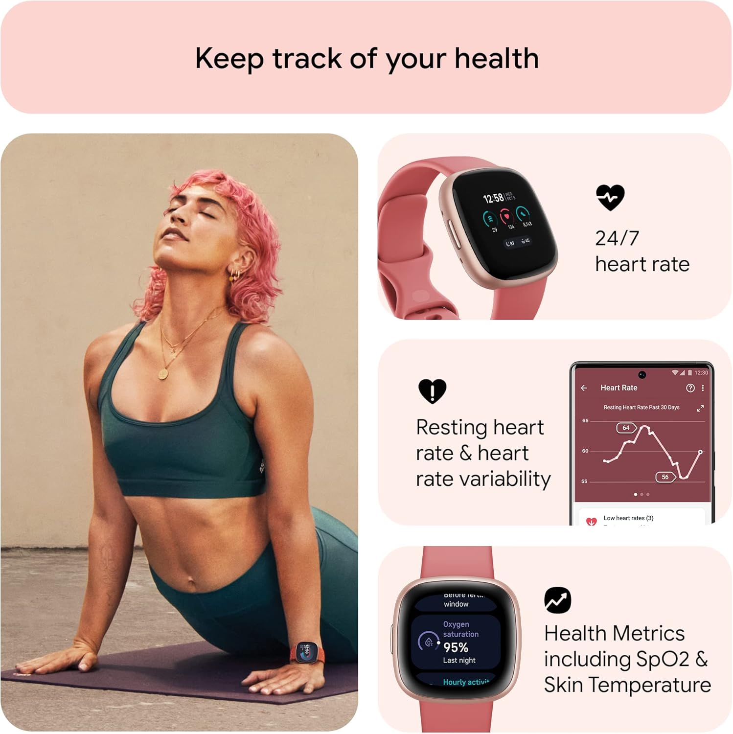 FitBit Versa 4Pink Sand / Copper Rose