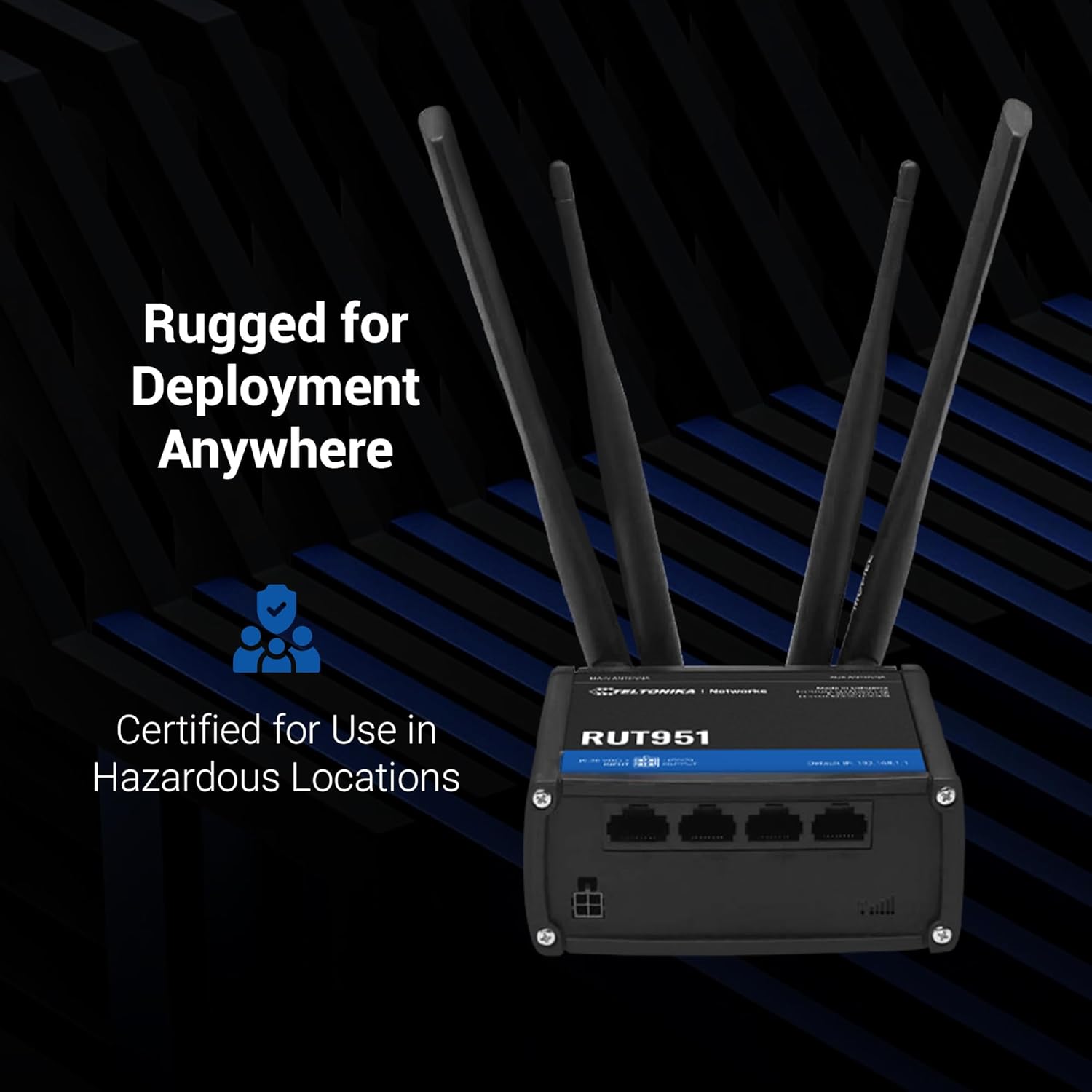 Teltonika Networks RUT951 WiFi/4G Industrial Ethernet Cellular Router with EU PSU