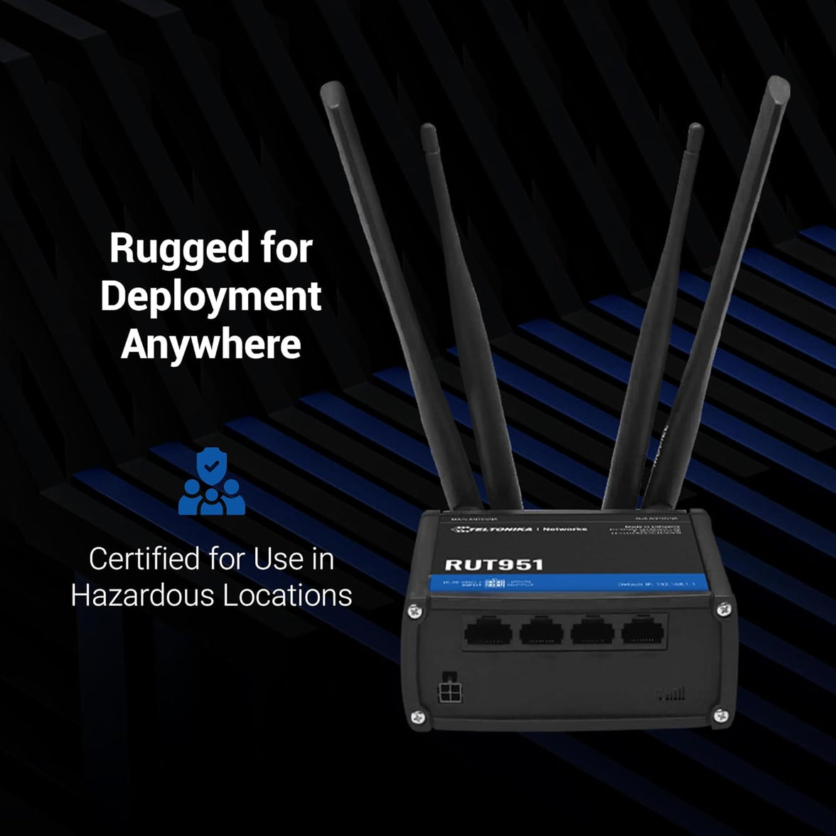 Teltonika Networks RUT951 WiFi/4G Industrial Ethernet Cellular Router with EU PSU