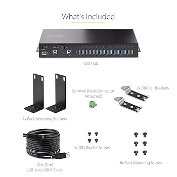 16-Port Industrial USB 5Gbps Hub/Switch