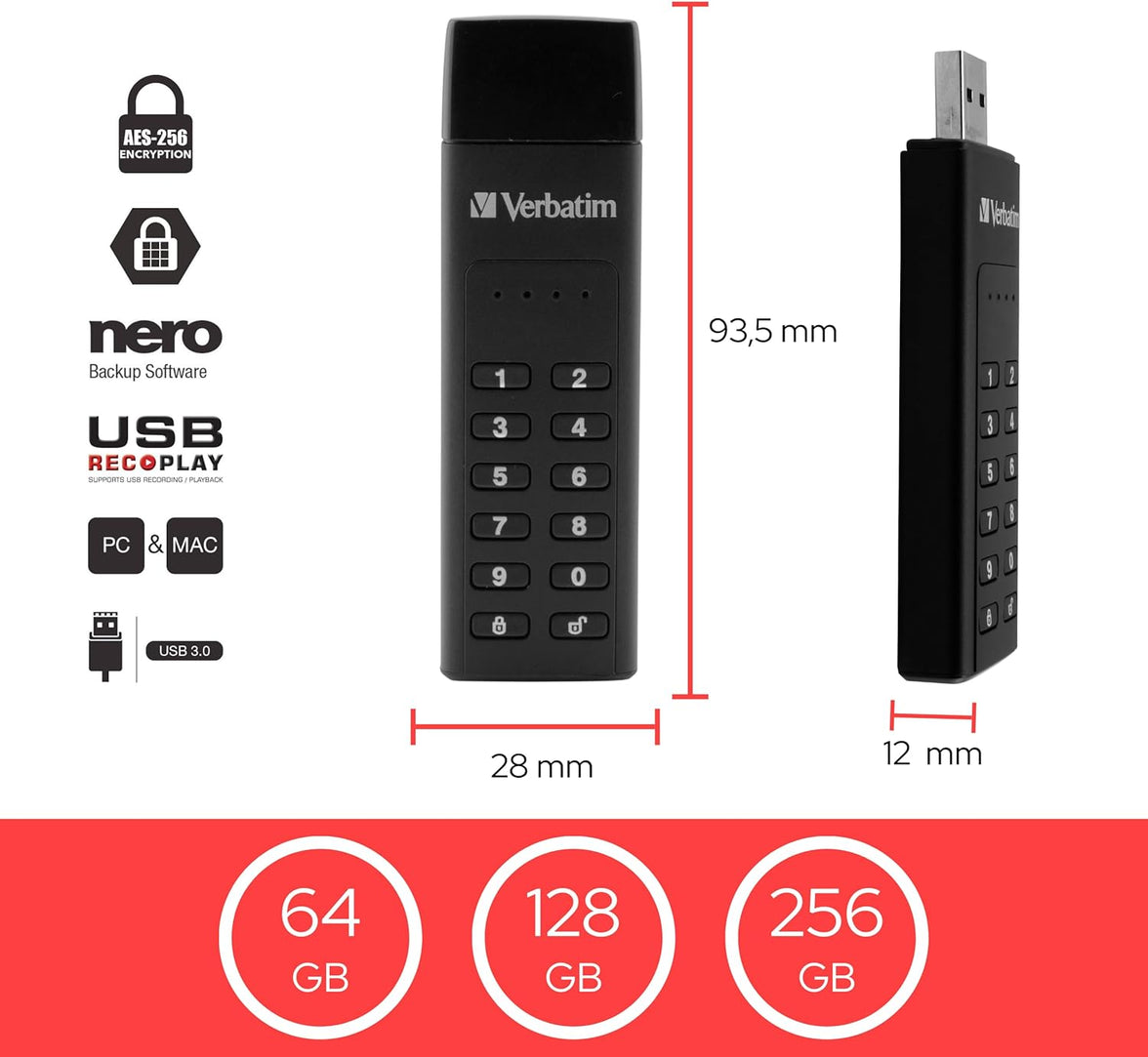 Verbatim KEYPAD SECURE USB 128GB USB C
