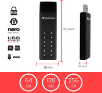 Verbatim KEYPAD SECURE USB 128GB USB C