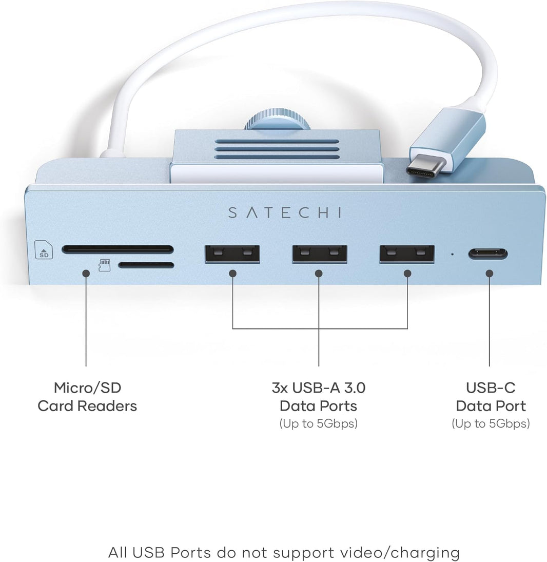 Satechi USB-C Clamp Hub 24" iMac Blue