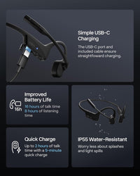 SHOKZ OpenComm2 UC Headset with Type C Charging Port & USB-C Adapter