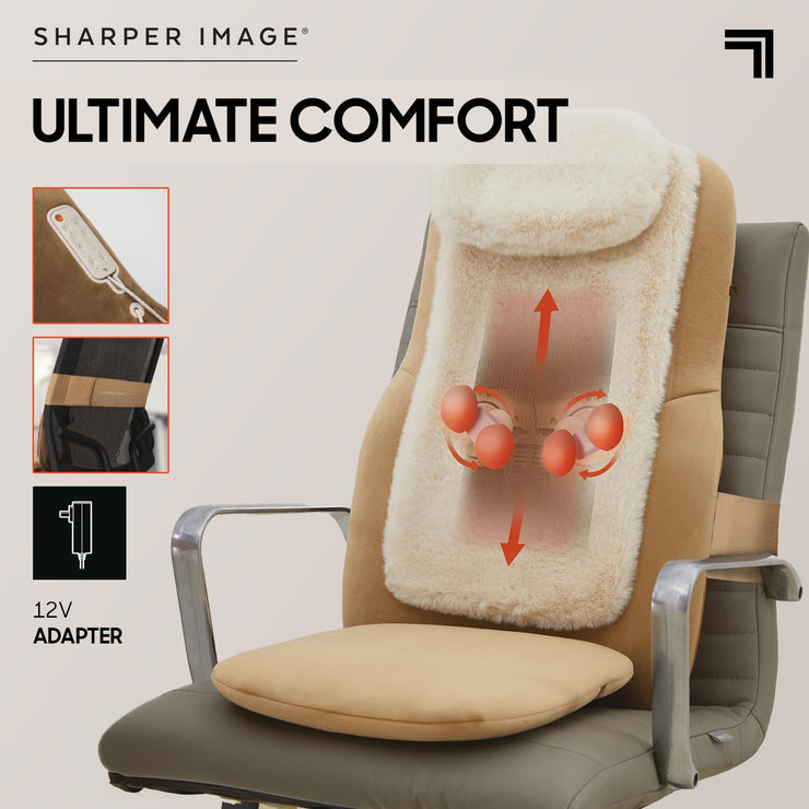 Sharper Image Massager Seat Topper 4-Node Shiatsu Realtouch with Heat LUXE