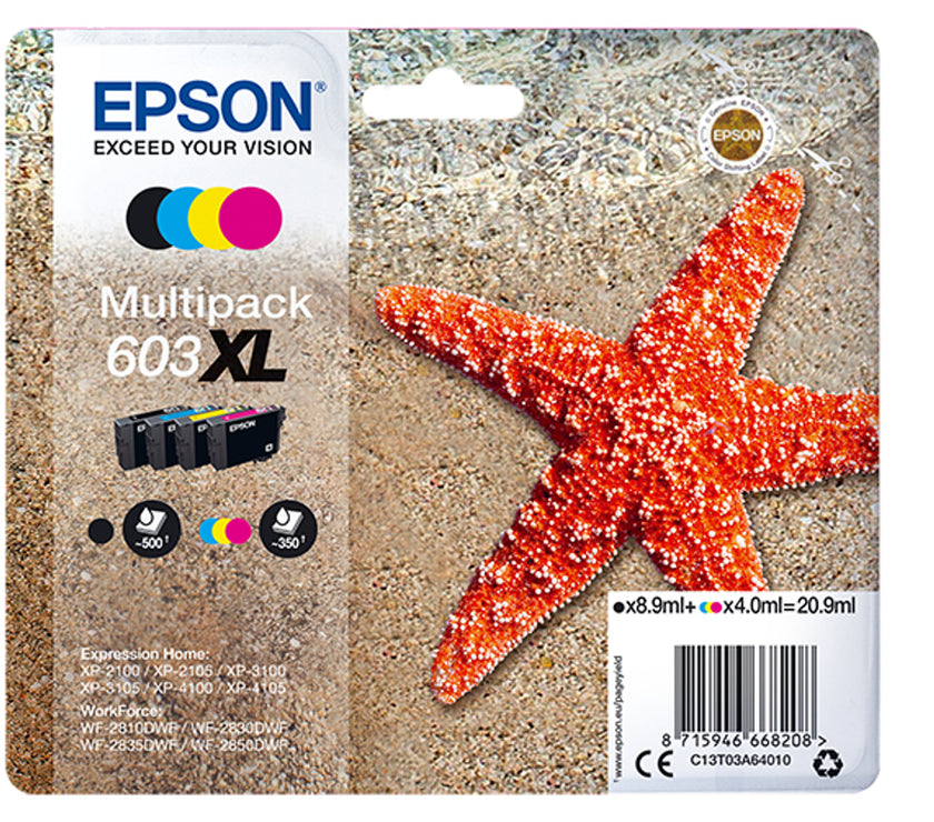 603XL CMYK Ink 9ml 3x 4ml Multipack