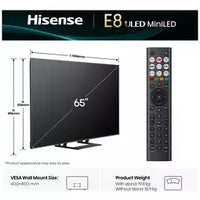 Hisense 65 In 65E8QTUK Smart 4K UHD HDR Mini LED Freely TV