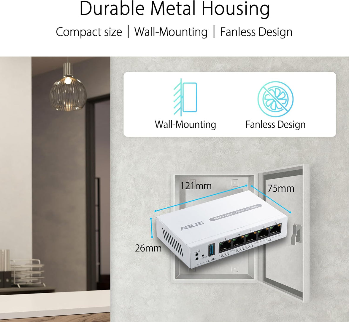 ASUS ExpertWiFi EBG15 wired router Gigabit Ethernet White