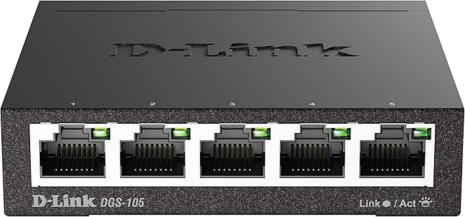D-Links 5-port 10/100/1000 Gigabit Metal Housing Desktop Switch