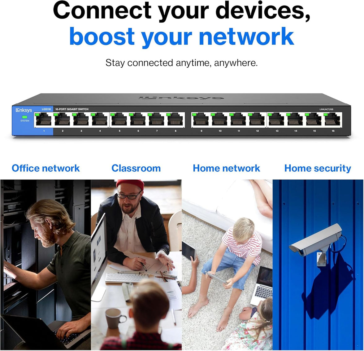 Linksys LGS116-UK network switch Unmanaged Gigabit Ethernet (10/100/1000) Black