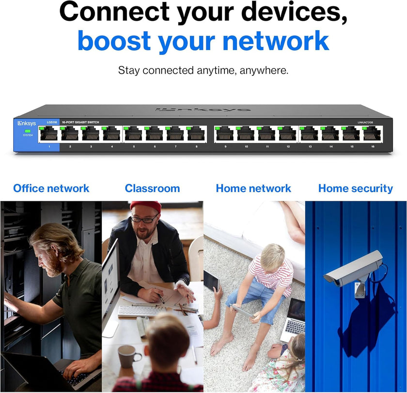 Linksys LGS116-UK network switch Unmanaged Gigabit Ethernet (10/100/1000) Black