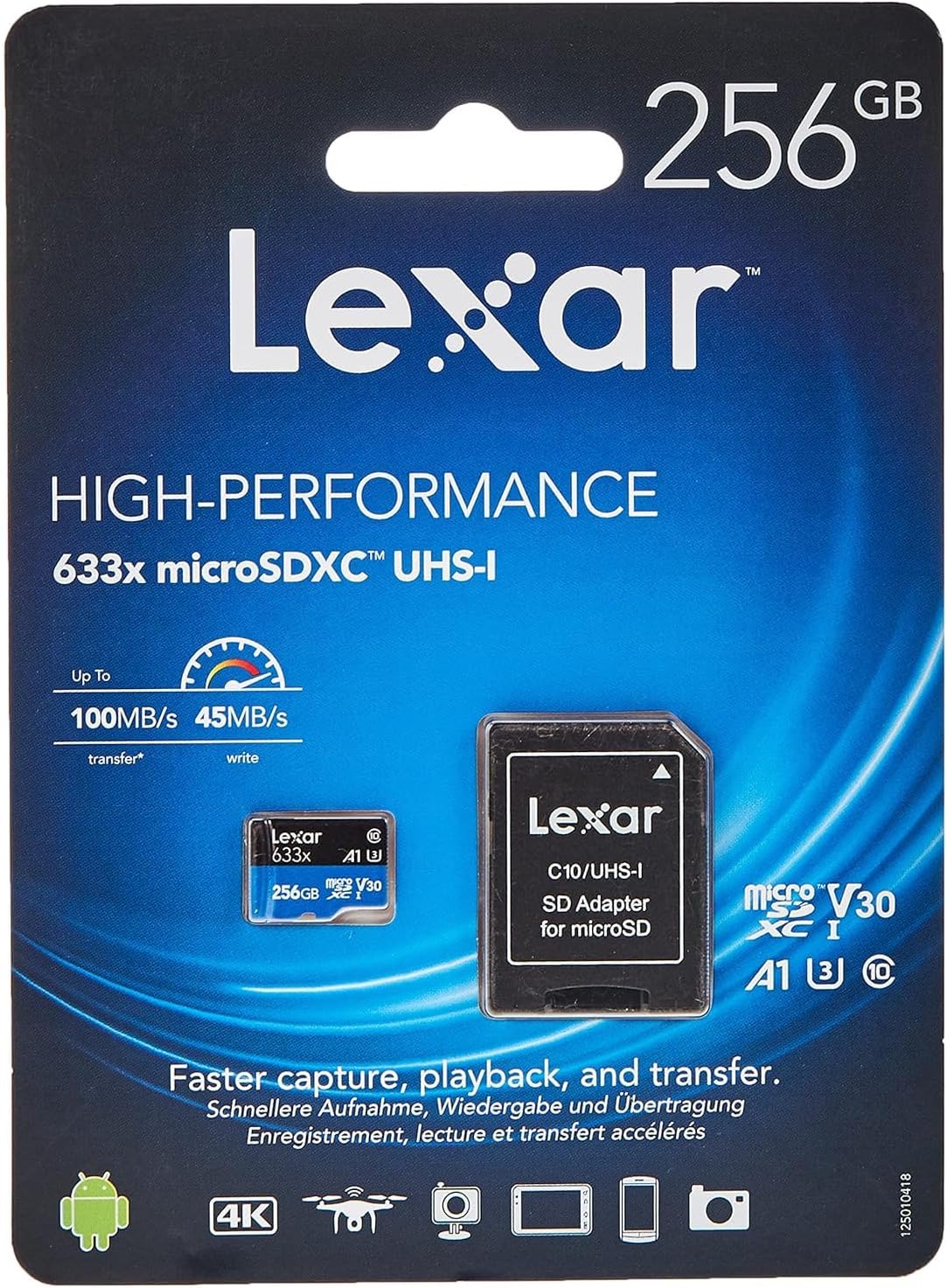 Lexar 633x MicroSD Card w/adapter 256GB