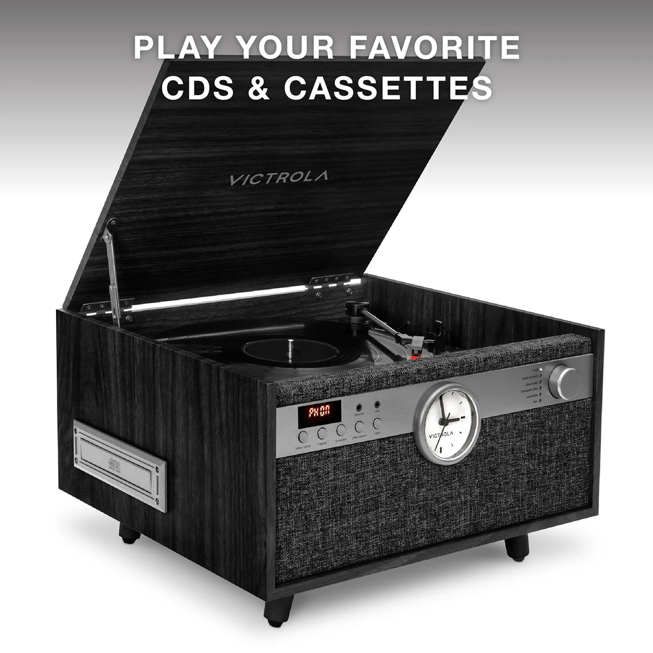 Victrola Century with Clock - Black