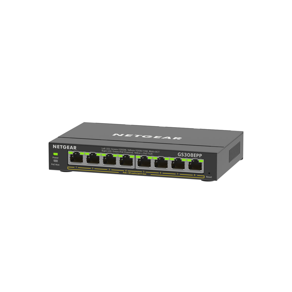 NETGEAR 8-Port Gigabit Ethernet High-Power PoE+ Smart Managed Plus Switch (GS308EPP)
