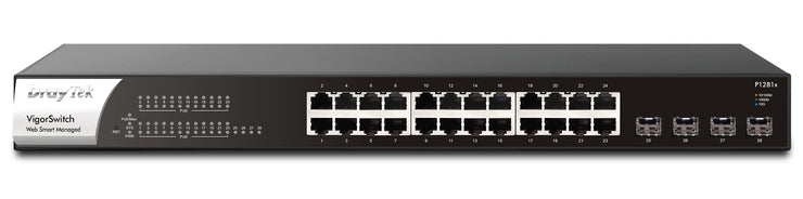 DrayTek VSP1281X-K network switch Managed L2 Gigabit Ethernet (10/100/1000) Power over Ethernet (PoE) 1U Black