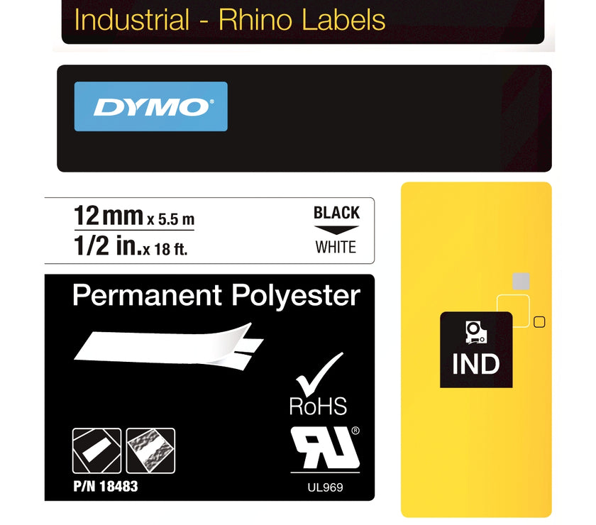 Rhino Indust Perm Polyester Tape 12m