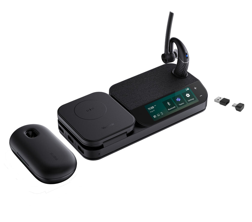 Yealink BH71 Mono Bluetooth Headset with workstation and charging box