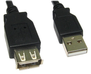 Cables Direct 1.8m USB 2.0 Type-A Male to Type-A Female Extension Cable – Black