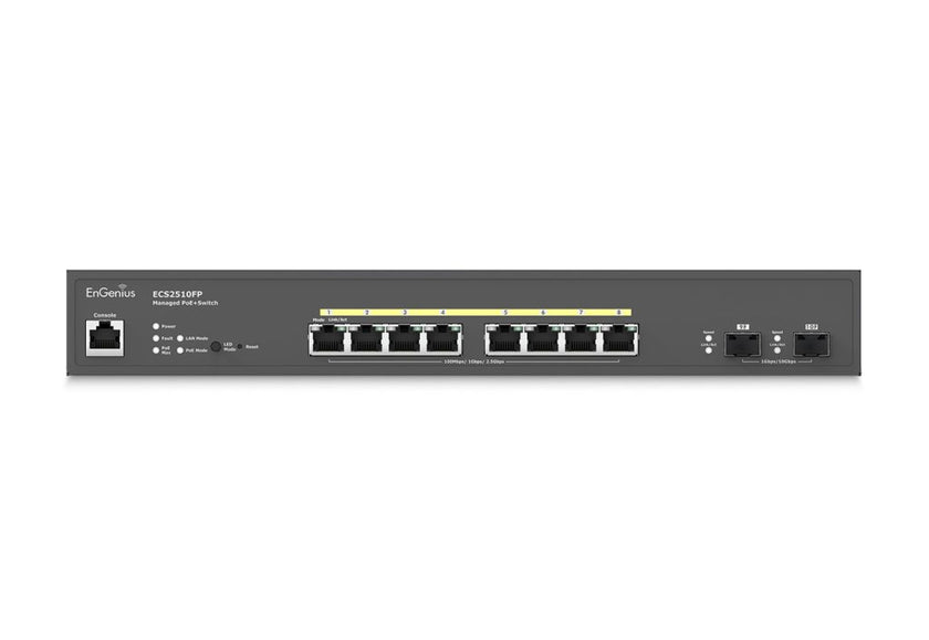 EnGenius ECS2510FP Cloud Managed 8-Port 240W PoE+ Multi-Gig 2.5 Gb Switch