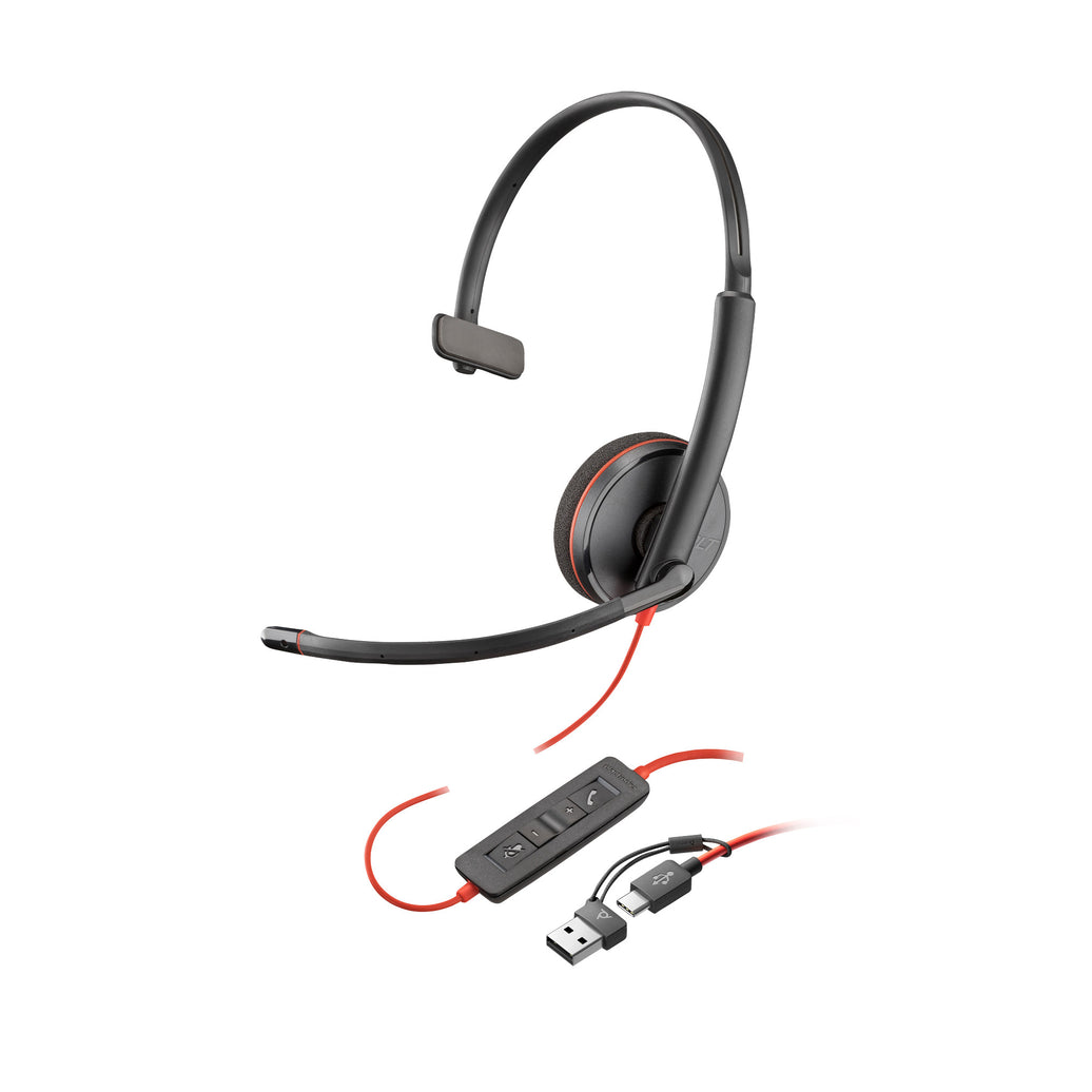 Poly Blackwire 3210 Monaural USB-C Headset (Bulk)