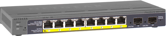 Netgear 8 Port (PoE), 2x SFP, 10/100/1000, Smart Switch