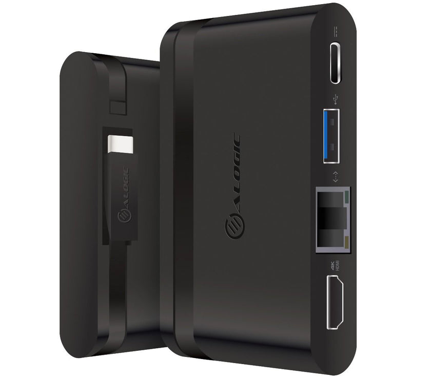ALOGIC USB-C Travel Dock Essential/USB-C to HDMI 1.4 (4K@30Hz) + USB 3.0 + Gigabit Ethernet + USB-C with PD 100W