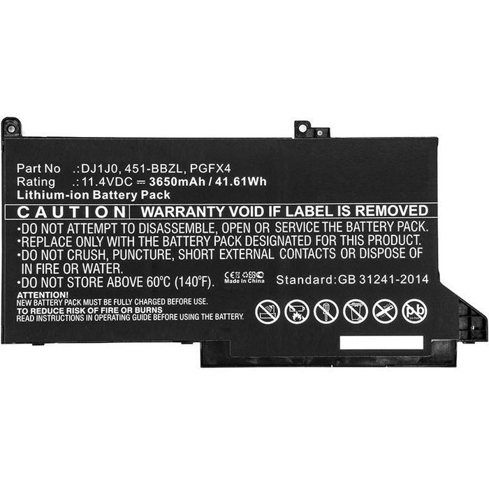 CoreParts Laptop Battery for Dell 41.04Wh Li-ion 11.4V 3600mAh Black, Latitude 12 7000, Latitude 12 7280, Latitude 12 7480