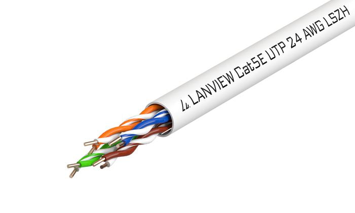 Lanview 305m Cat5e U-UTP cable 4x2xAWG24 LSZH white