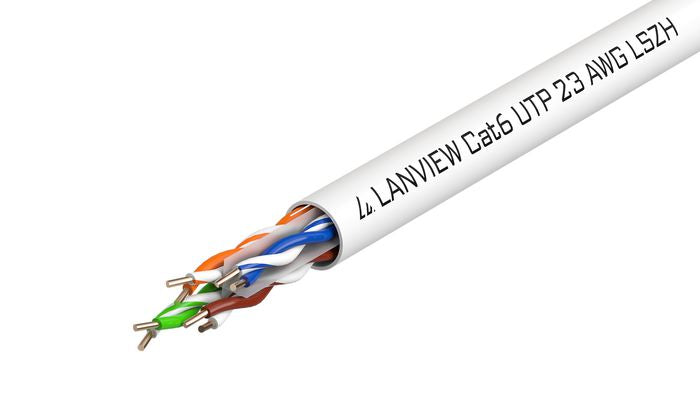 Lanview 305m Cat6 U-UTP cable 4x2xAWG23 LSZH white