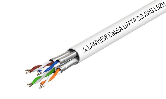 Lanview 500m Cat6a U-FTP cable 4x2xAWG23 LSZH white