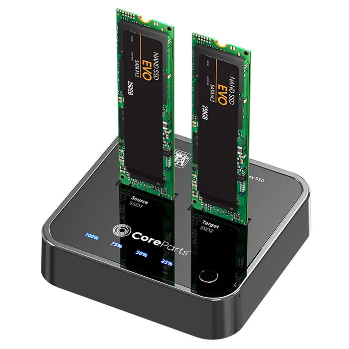 CoreParts USB3.2 Type C (10Gbps) SATA M.2 SSD Cloner, Docking Station for M.2 SATA to M.2 SATA with Clone Function