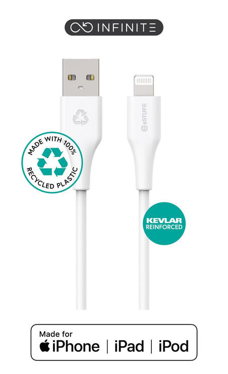 eSTUFF INFINITE Super Soft Lightning Cable 1m - 100% Recycled PVC Free Plastic