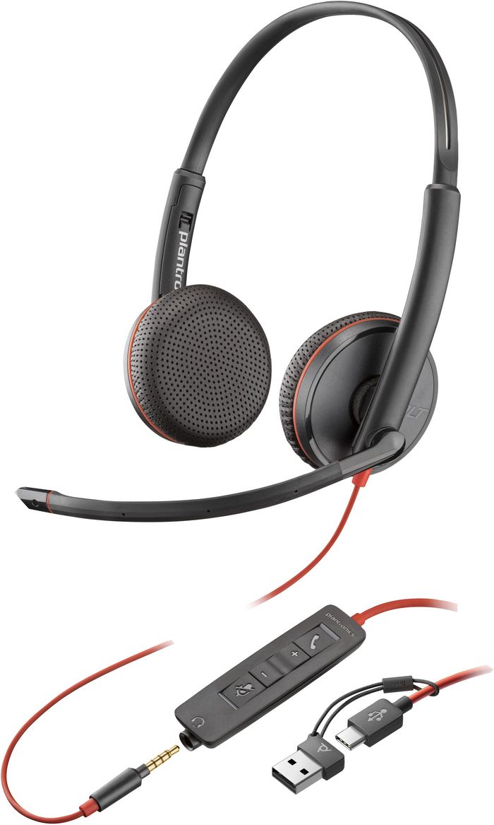 Poly Blackwire 3225 Stereo USB-C + 3.5mm Plug + USB-C/A Adapter (Bulk)