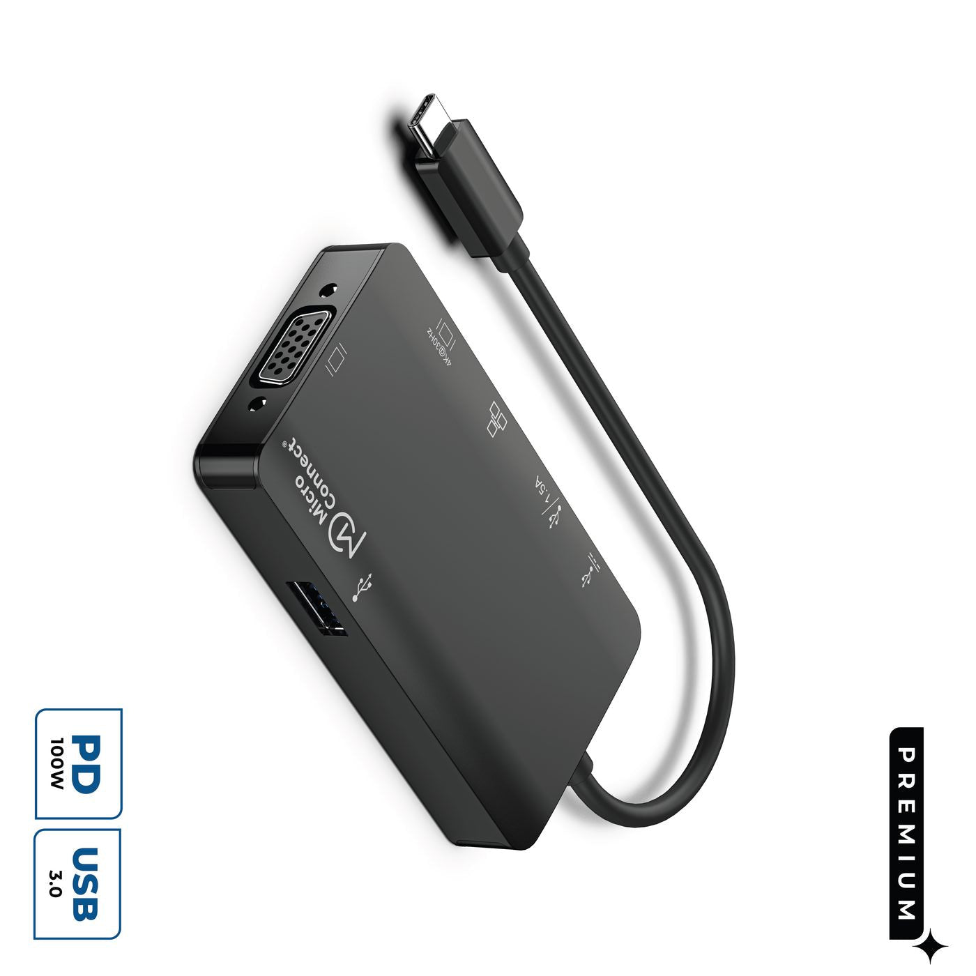 MicroConnect Premium USB-C, 2 x USB3.0 A, RJ45, HDMI, VGA, Type C, Dock, hub