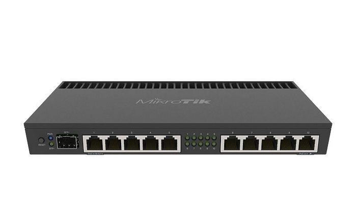 MikroTik 10 x Gigabit LAN, 1 x SFP+, Quad Core CPU (1.4GHz), RouterOS, 1GB RAM, 512MB ROM, PoE, Serial Port
